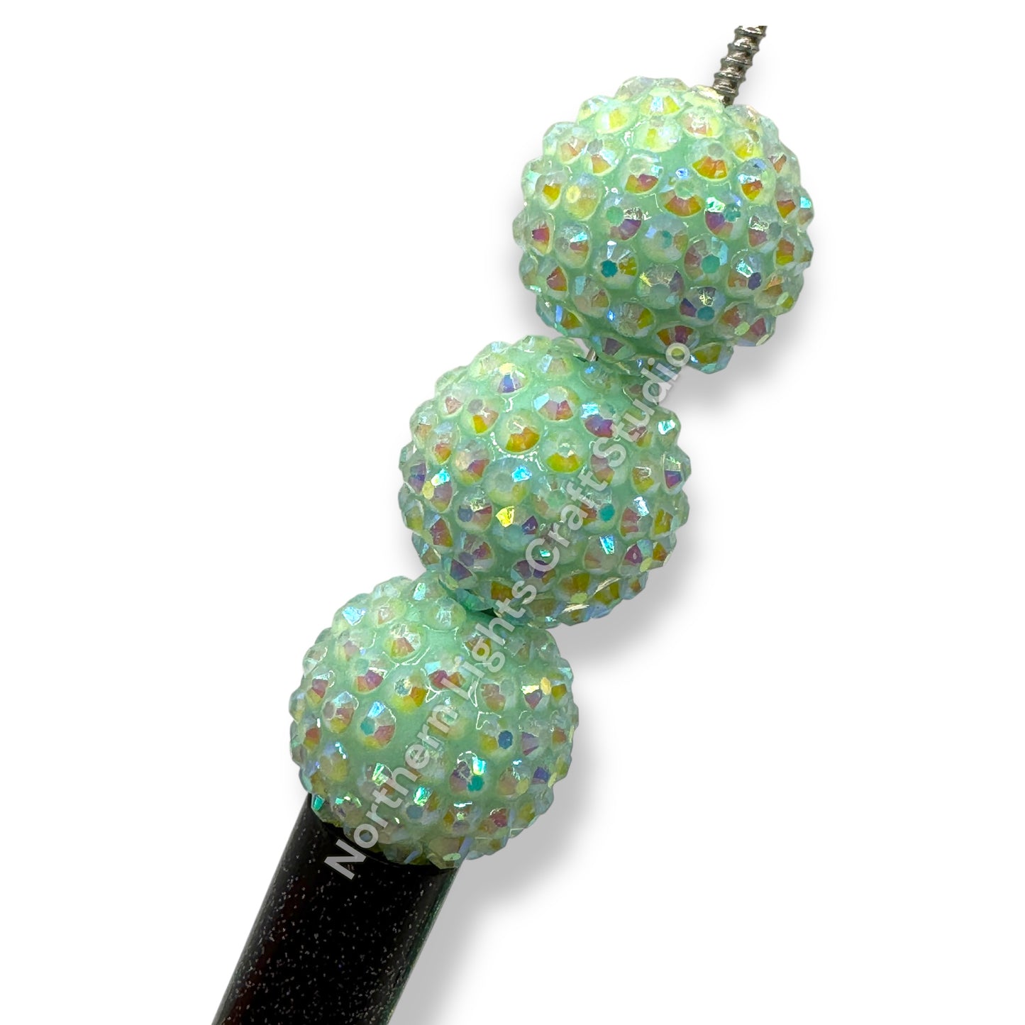 Mint Ice AB Acrylic 20mm Rhinestone Bubblegum Beads - 10pc.