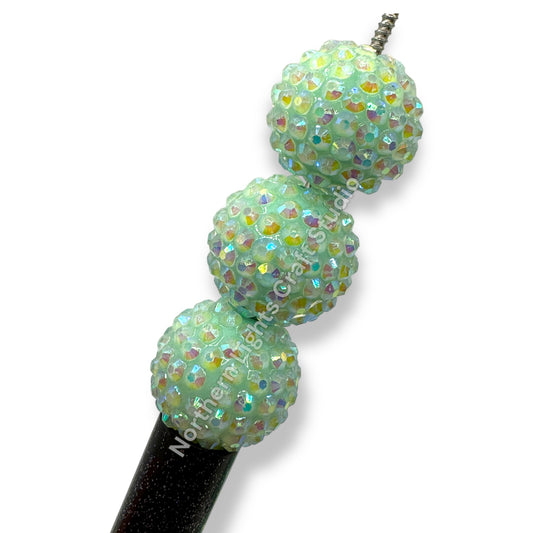 Mint Ice AB Acrylic 20mm Rhinestone Bubblegum Beads - 10pc.