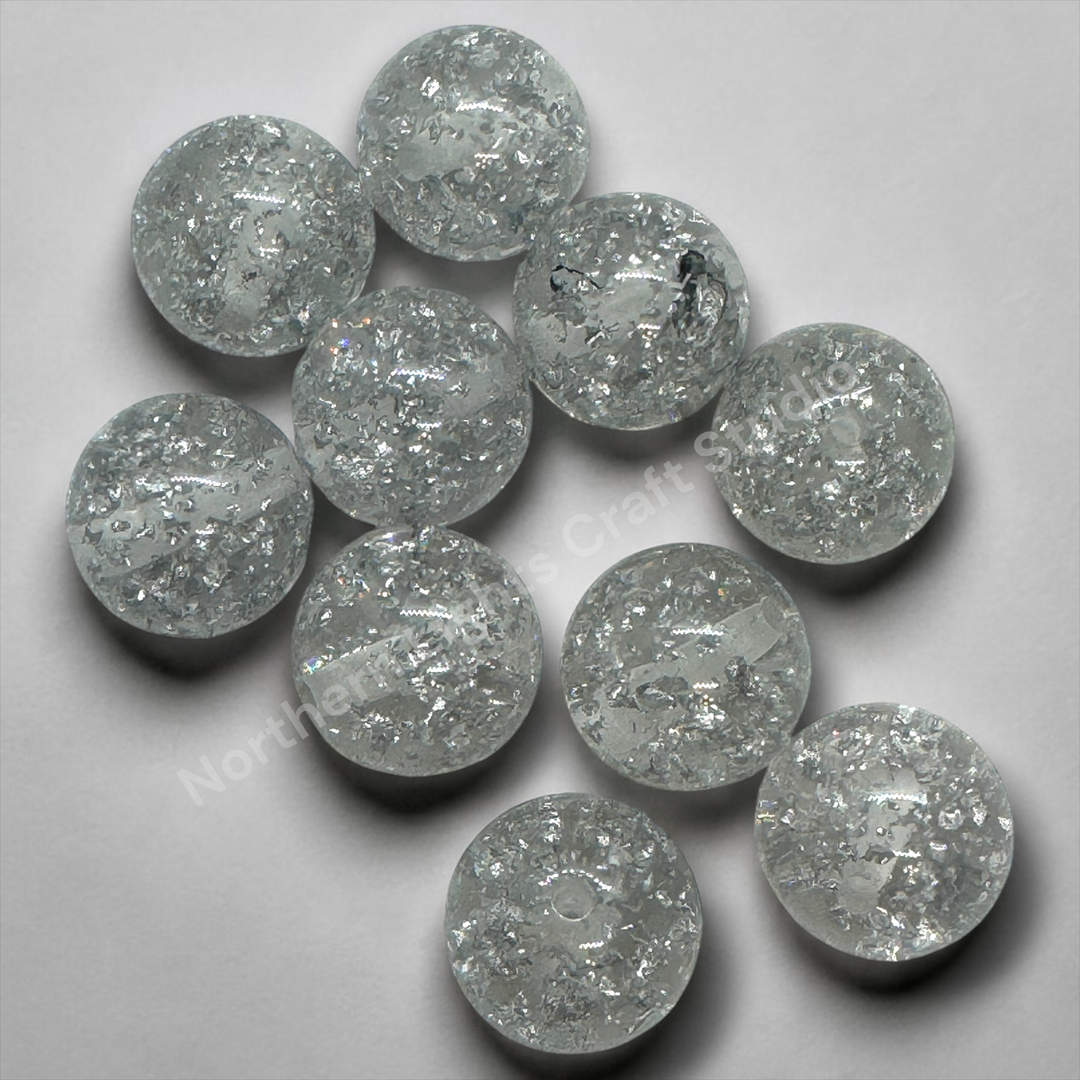 20mm Gold Silver Flake Luxury Resin Beads -10pc. Gold or Silver