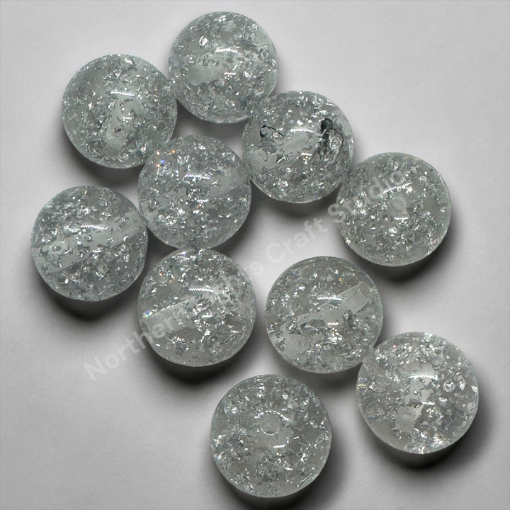 20mm Gold Silver Flake Luxury Resin Beads -10pc. Gold or Silver