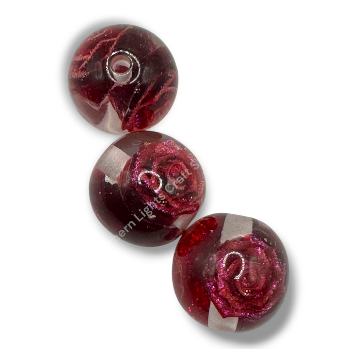 Glitter Rose Luxury Resin 16mm Beads - 20pc. - Choose Color