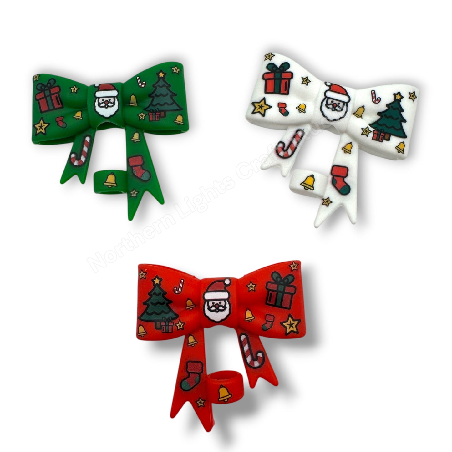 Silicone Christmas Bow Straw Cap - 1pc.