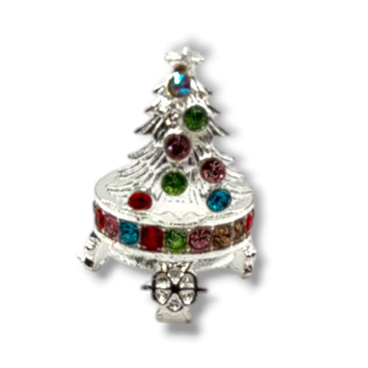 Christmas Tree Rhinestone Metal Alloy Bead Cap Spacer For 16mm Beads- 5pc.