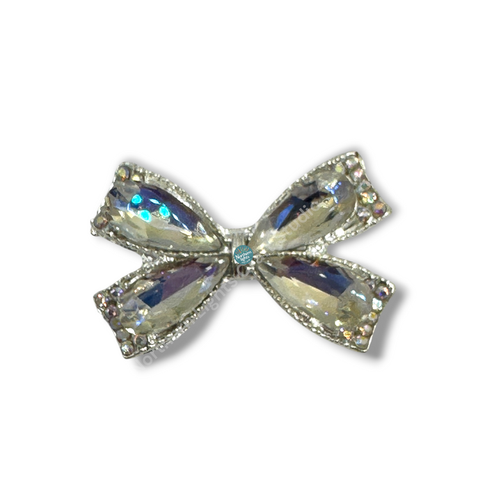 Fancy Large Metal and Crystal Bow Beads - 1pc.