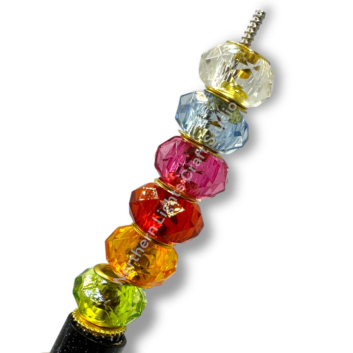 Clear Colorful Wheel Spacer 14mm Large Hole Beads - 25pc.