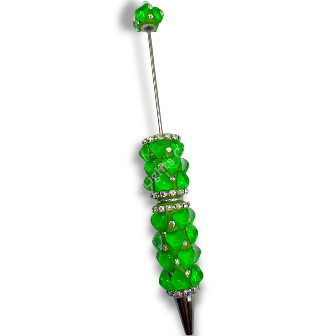 Beadable Jelly Neon Glass Heart Fancy Bling Rhinestone Pen