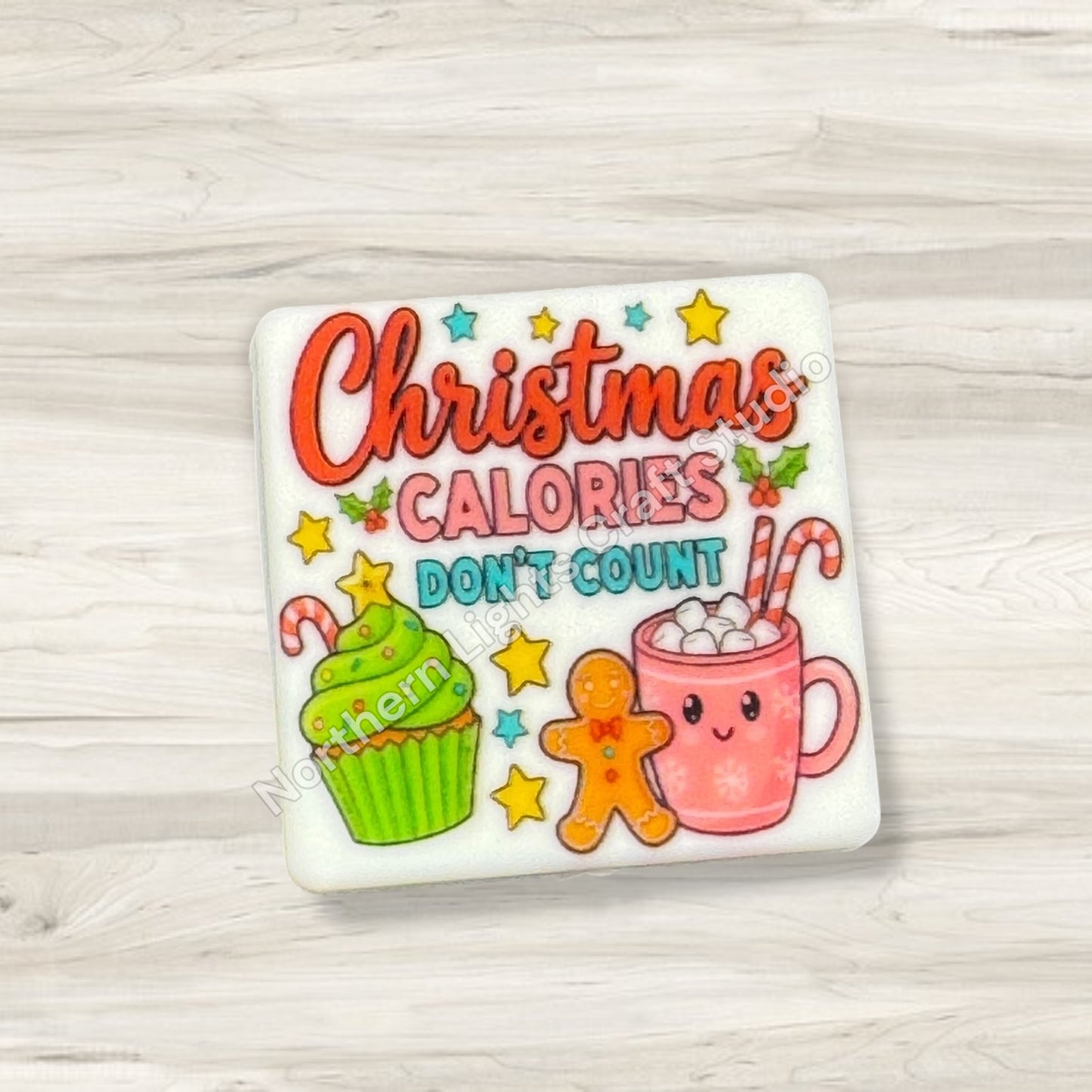 Cute Printed Christmas Theme Focal Beads - 1pc.