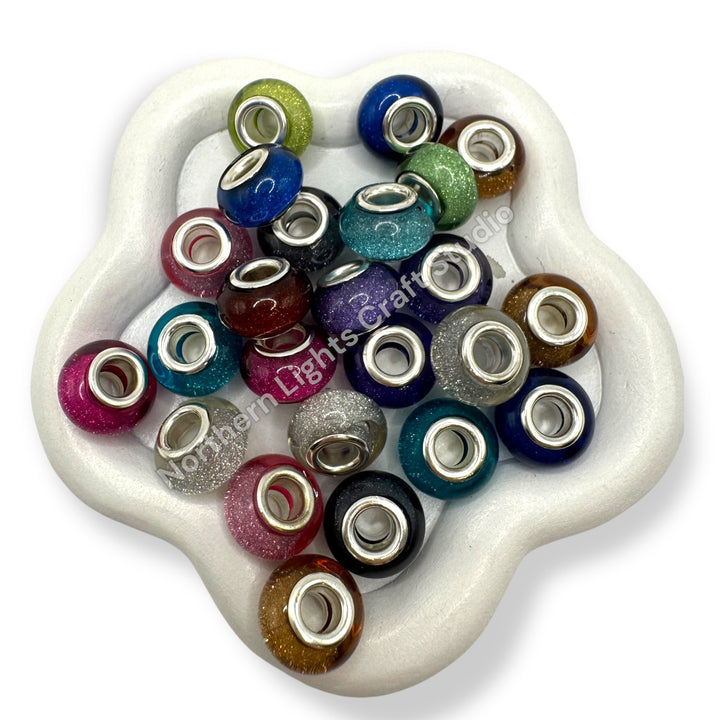 Glitter Large Hole Wheel Spacer -Mix 25 Pieces