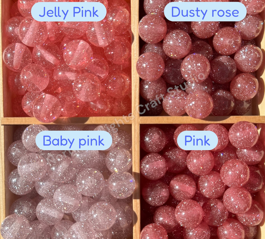 Glitter Dust 16mm High Quality Resin Beads - 20 Pcs.