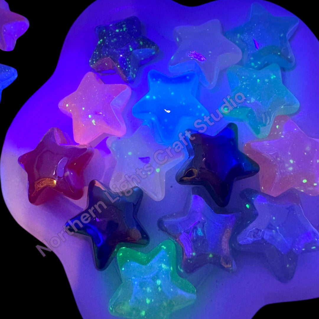 Pearl Finish Glitter Luminous Star Beads  - 20pc.