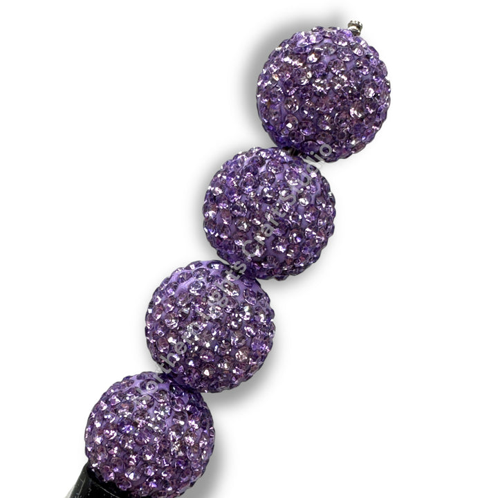Lilac Rhinestone Clay Base Beads-16mm - 10pc.