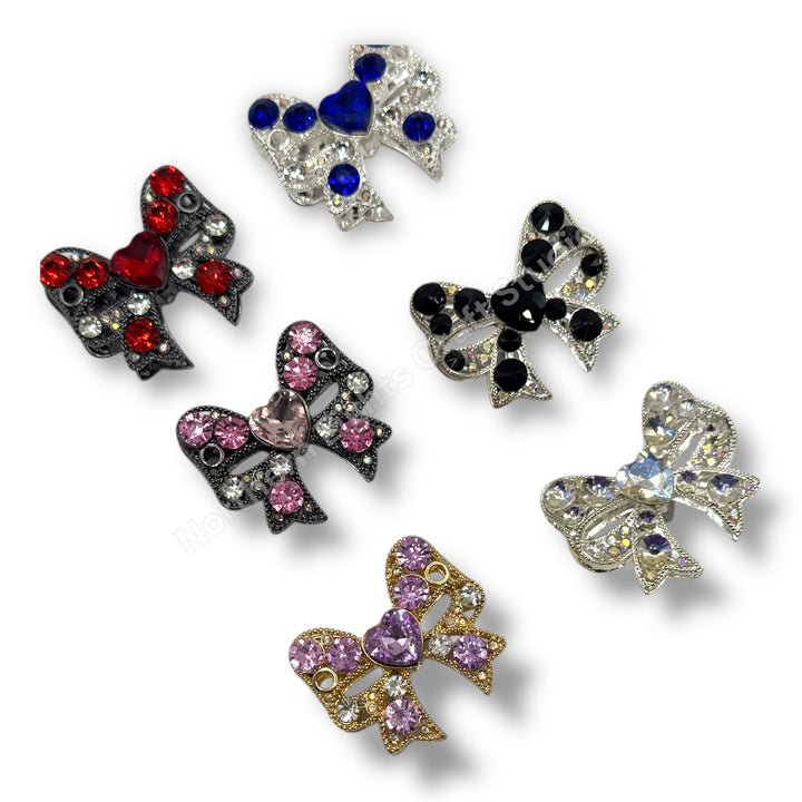 Metal Alloy Bow with Heart Knot - 1pc.