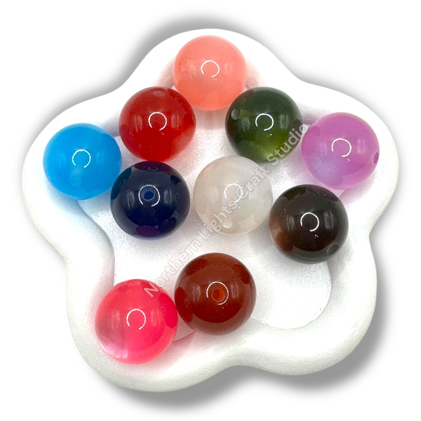 Galaxy Cat Eye Glitter 20mm Beads -10pc.