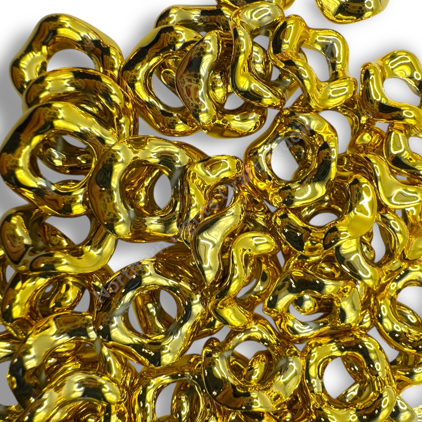 Metallic Finish Acrylic Wavy Spacer 16mm - Choose Color - 50 pcs