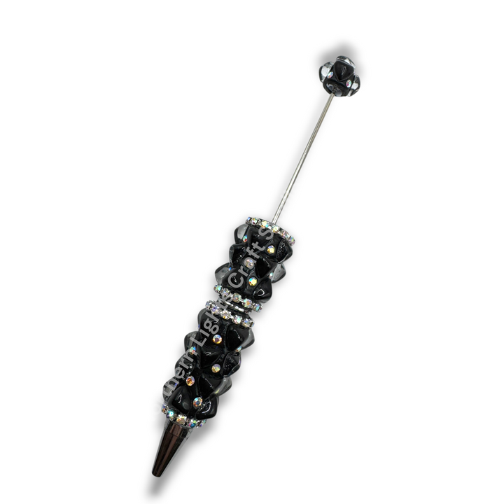 Beadable Jelly Neon Glass Heart Fancy Bling Rhinestone Pen