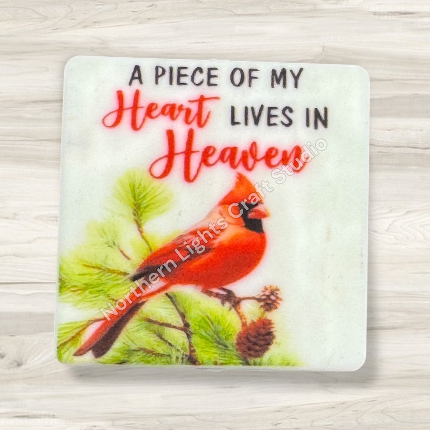 Printed Red Cardinal Focal Beads - 1pc.