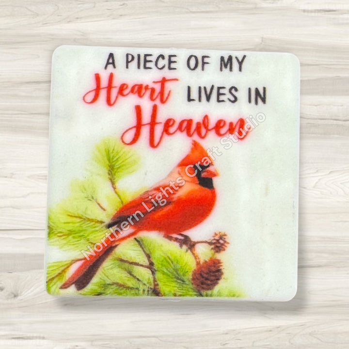 Printed Red Cardinal Focal Beads - 1pc.