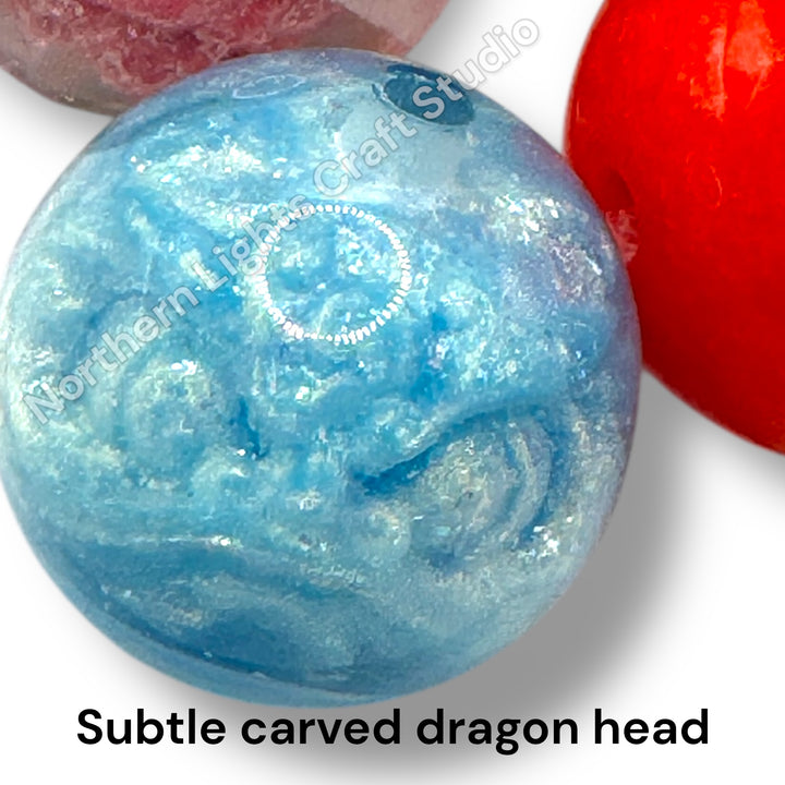 Galaxy Dragon Face Luminous Resin Glitter Premium 16mm Beads -20pc.