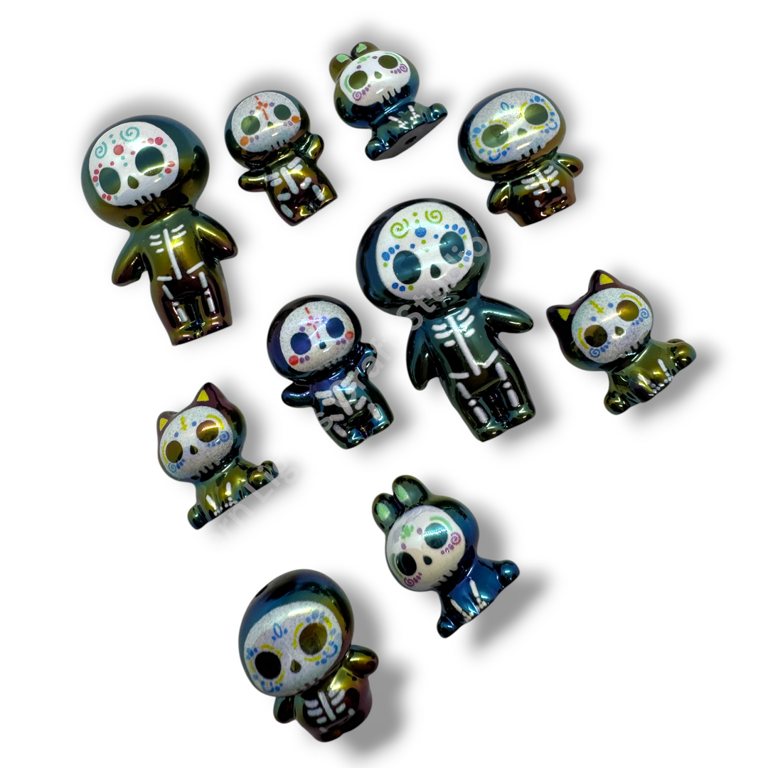 Día de Muertos UV Coated Bead Figures - 10 pc. Mix
