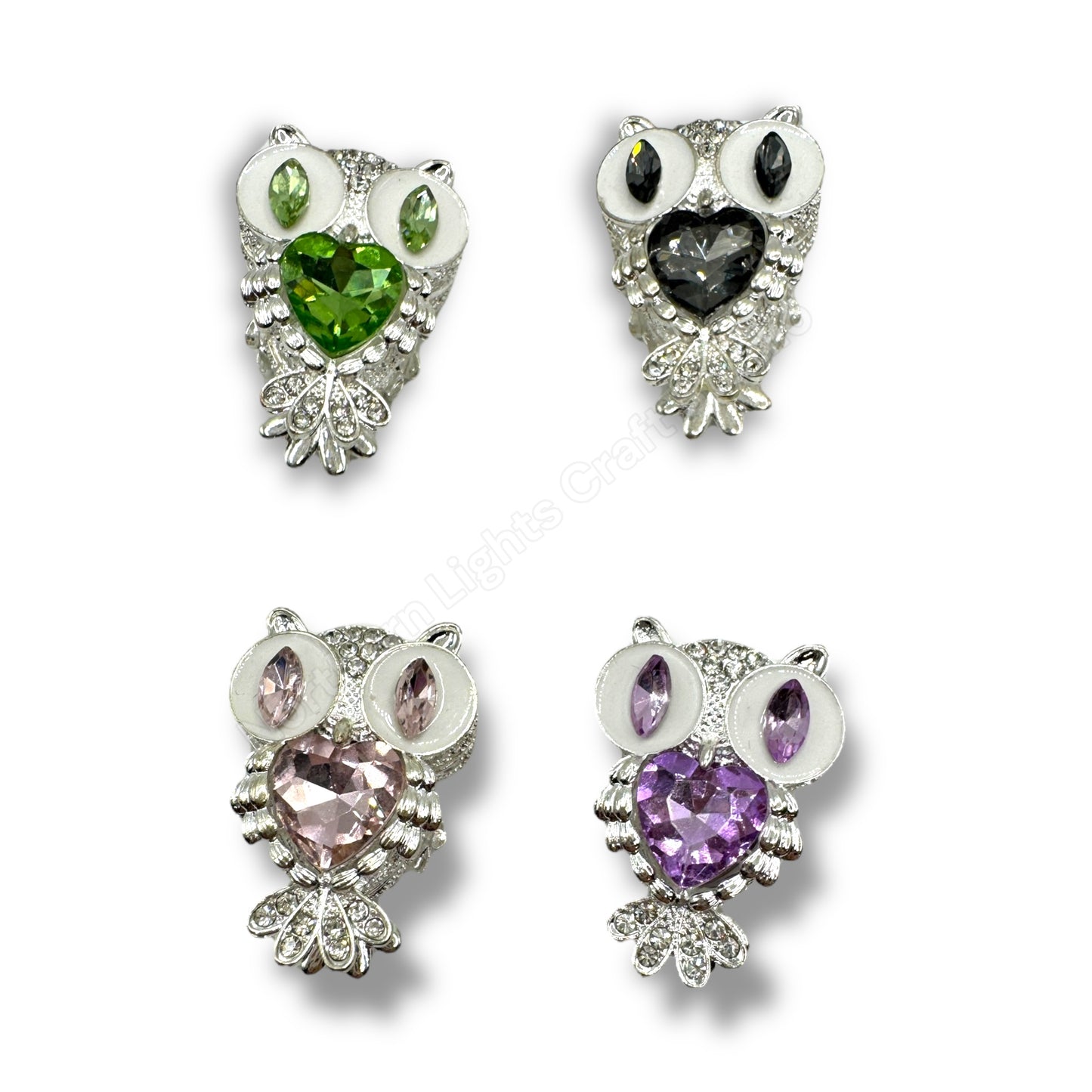 Metal Alloy Crystal Owl Fancy Bead - 1pc.