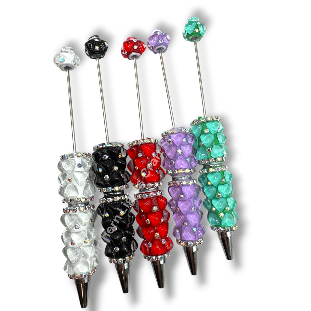 Beadable Jelly Neon Glass Heart Fancy Bling Rhinestone Pen