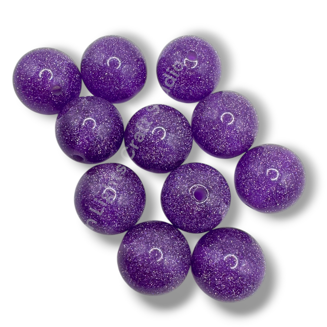 Glitter Dust 20mm Resin Bead Mix or Single Colors - 10 Pcs.