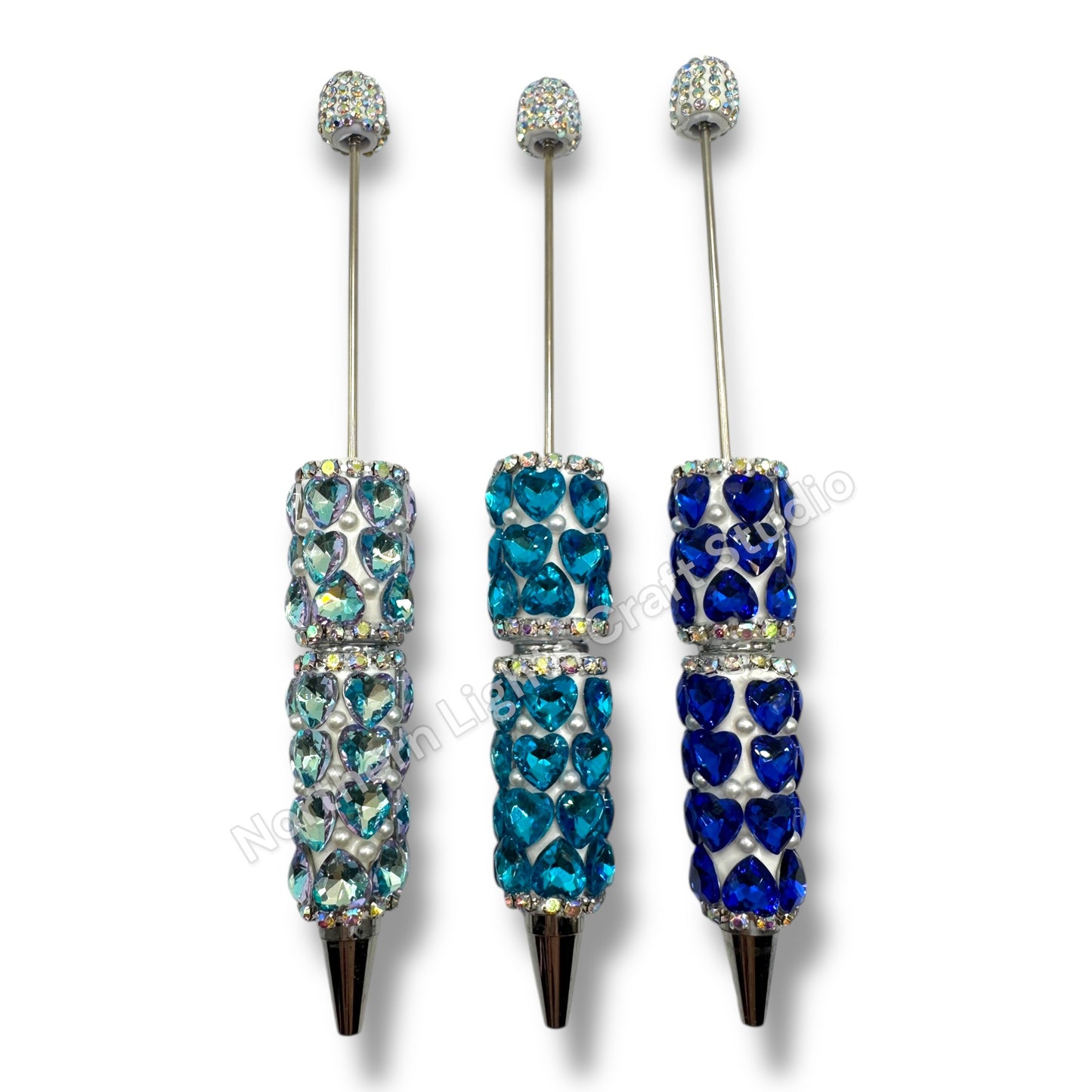 Beadable Large Heart  Single Color Rhinestone  Pen