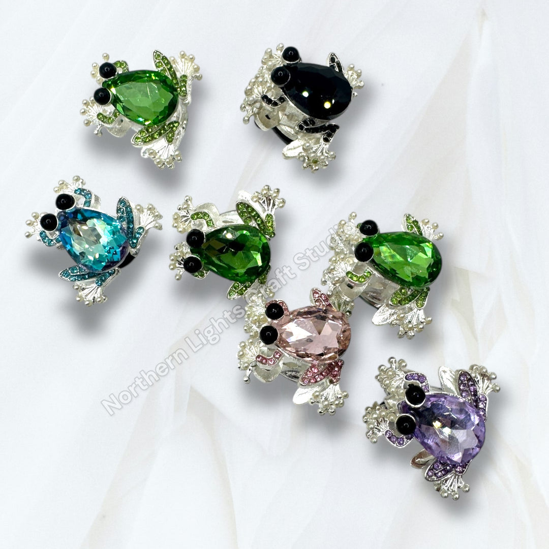 Metal Alloy Crystal Frog Bead