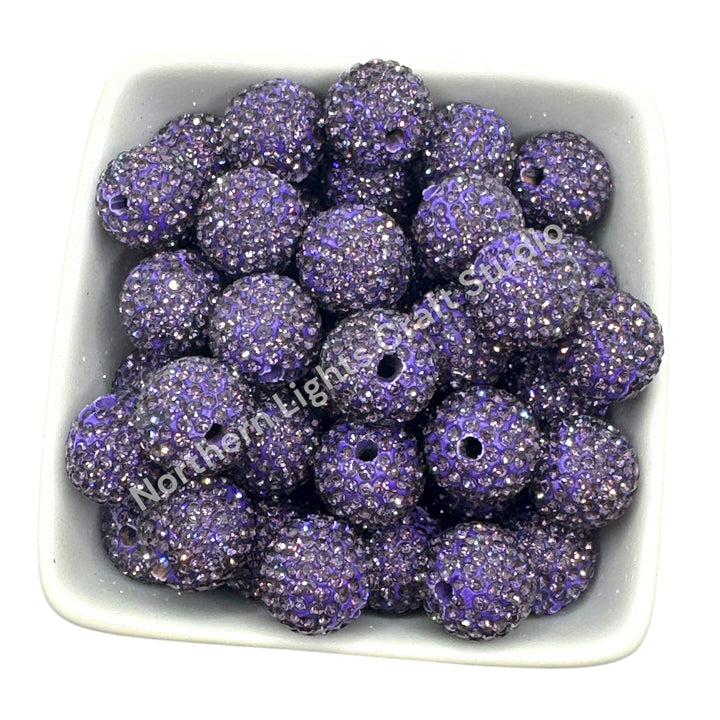 Purple Rhinestone Clay Base Beads-16mm - 10pc.