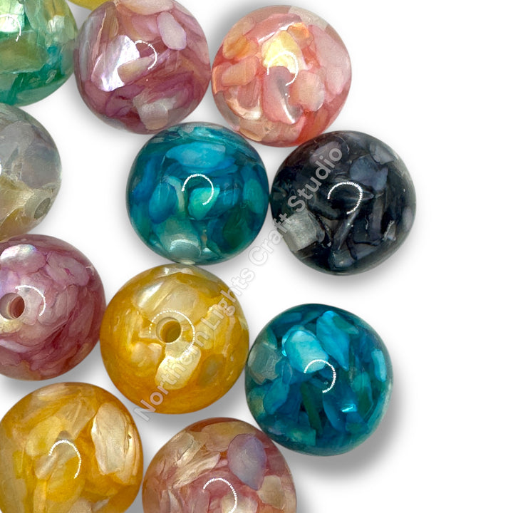 Acrylic 16mm Shell Fragment Beads - 20pc.