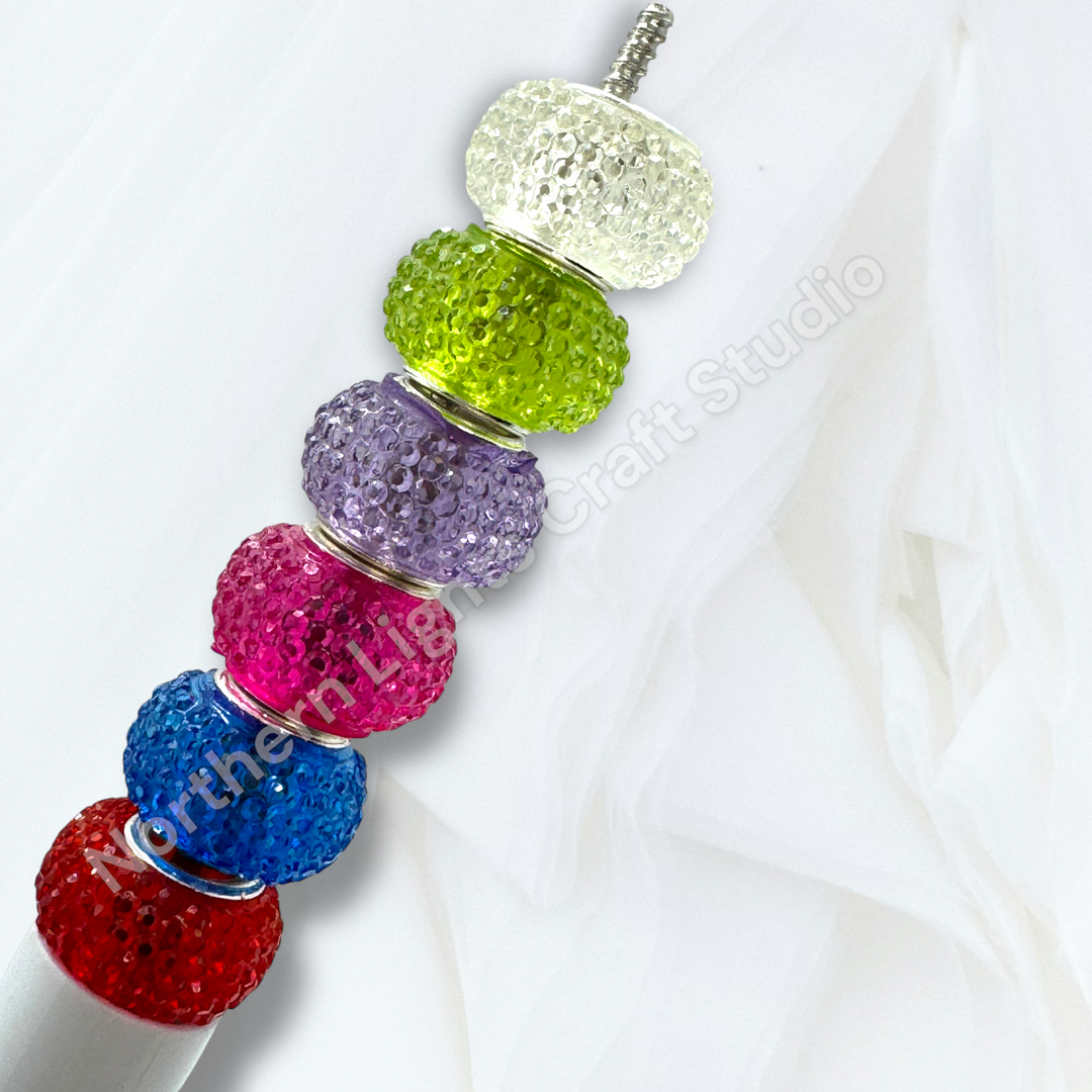 Textured Jelly Bling Wheel Beads / 14mm Large Hole Spacer Beads - 25pc. Mix