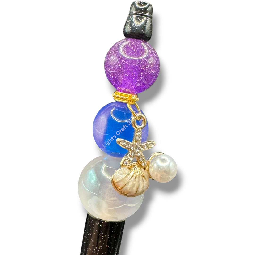 Seashell and Pearl Bail Bead with Attached Dangle - 5pc.