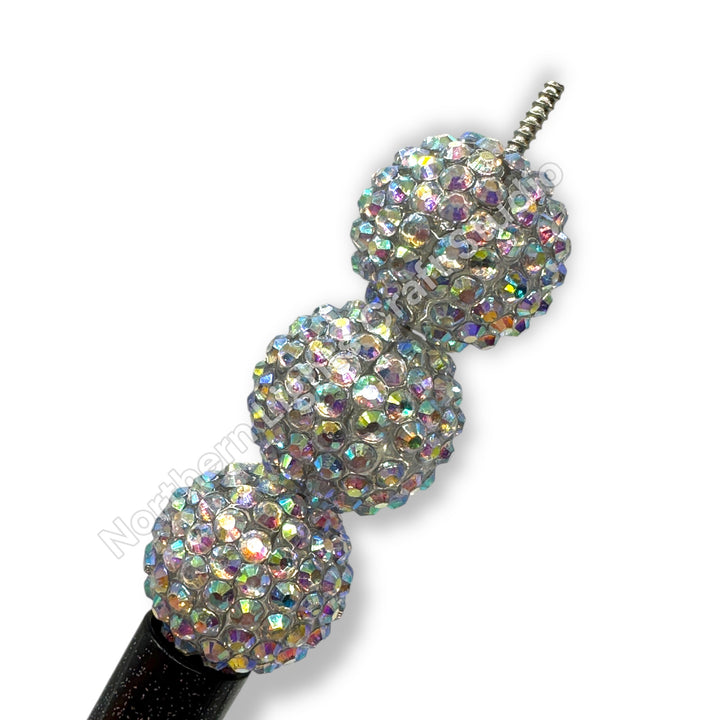 Silver AB 20mm Acrylic Rhinestone Bubblegum Beads - 10pc.