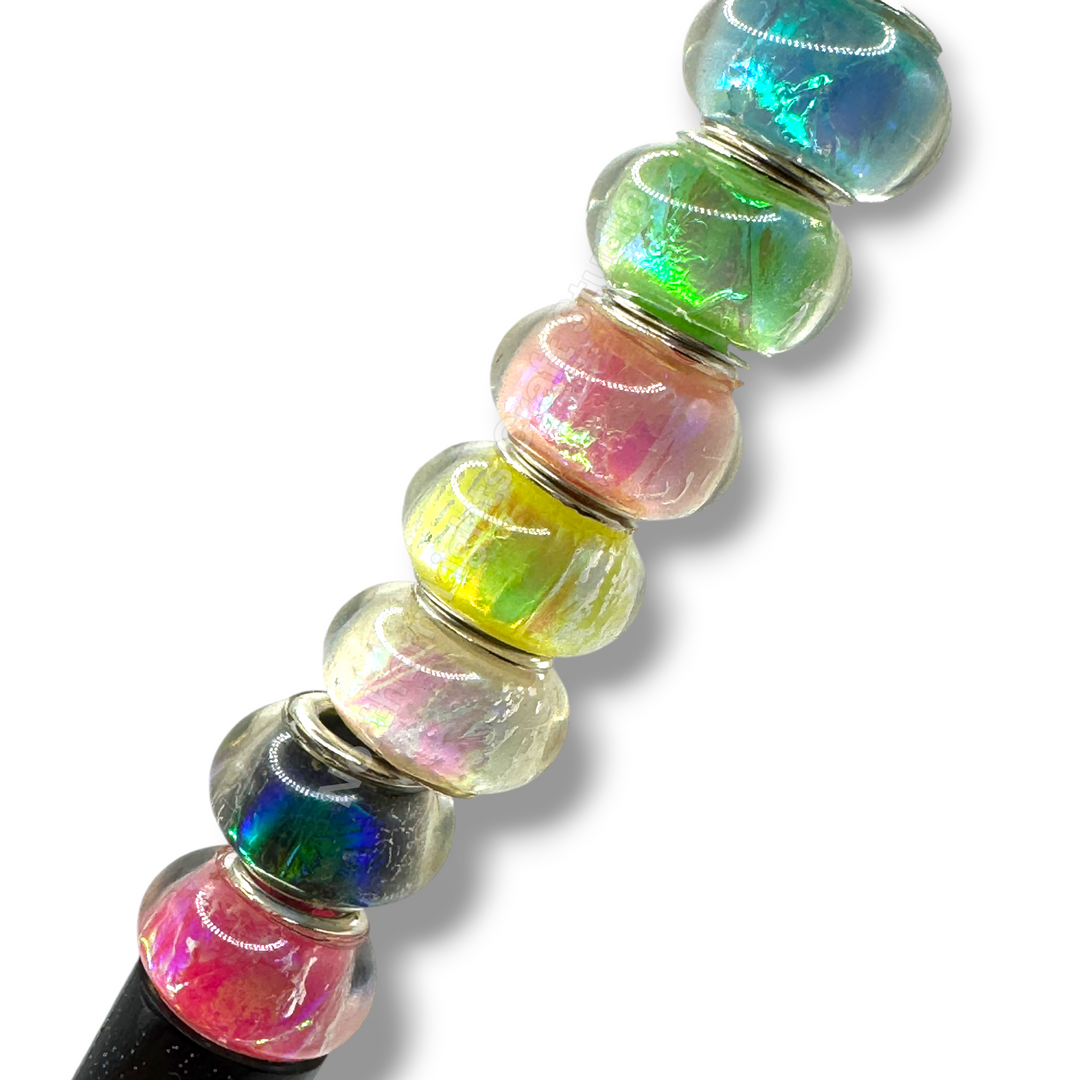 Irridescent Acrylic 14mm Large Hole Acrylic Spacer Beads - 25pc. Mix