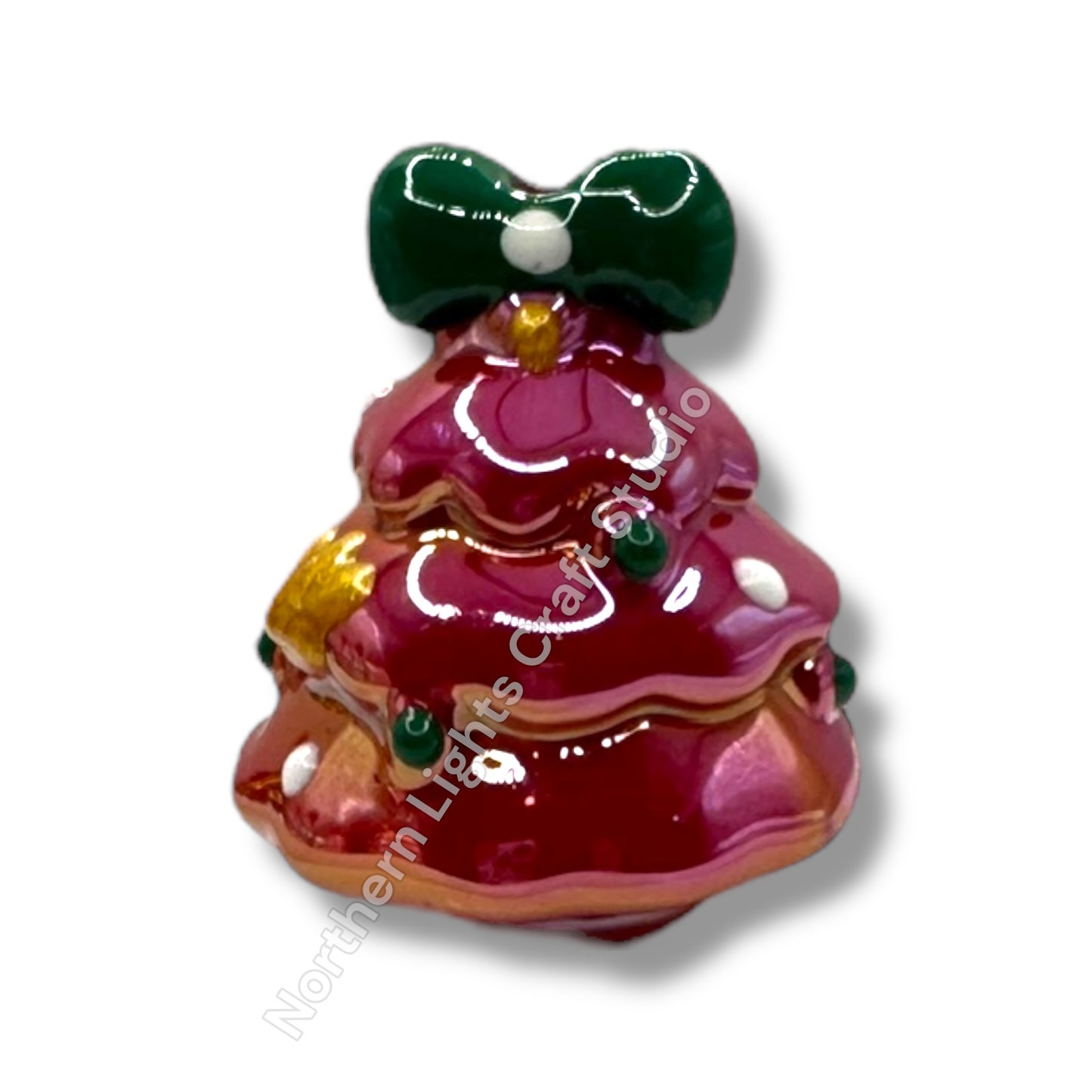 3d Christmas Tree Acrylic Hand Painted UV Beads-2pc.