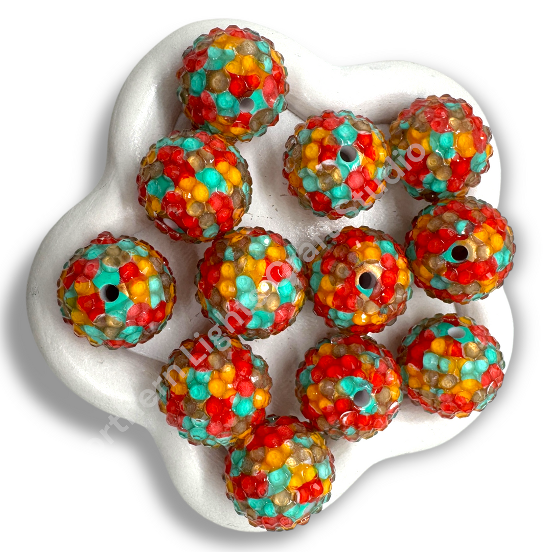 Western Glow 20mm Acrylic Rhinestone Bubblegum Beads - 10pc.