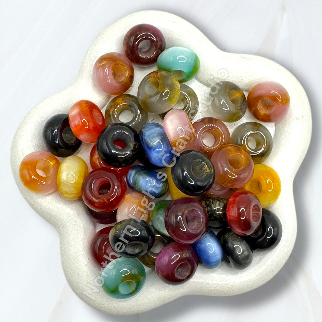 Cat Eye Galaxy Two-Tone Gem Looking Acrylic Spacer Bead Mix - 25pc.
