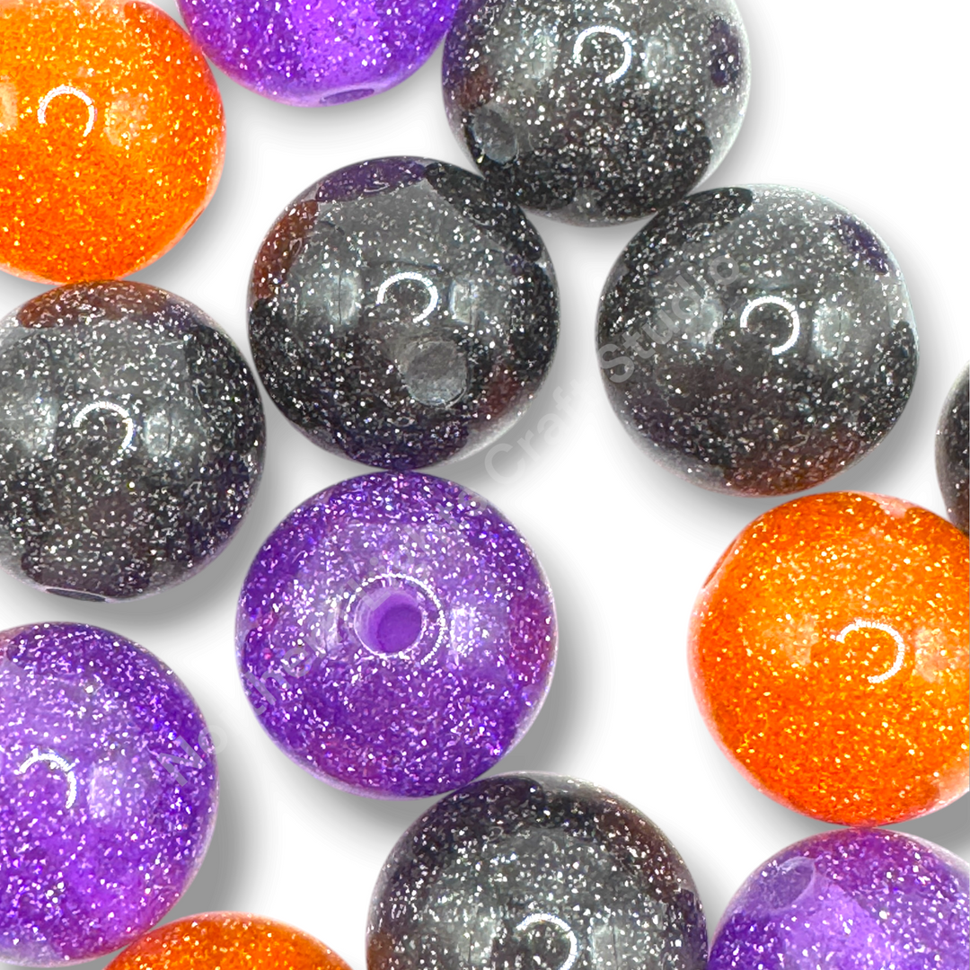 Glitter Dust Halloween 16mm Resin Bead Mix - 20 Pcs.