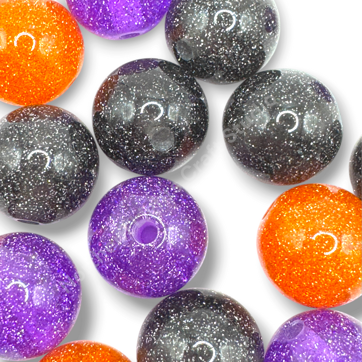 Glitter Dust Halloween 16mm Resin Bead Mix - 20 Pcs.