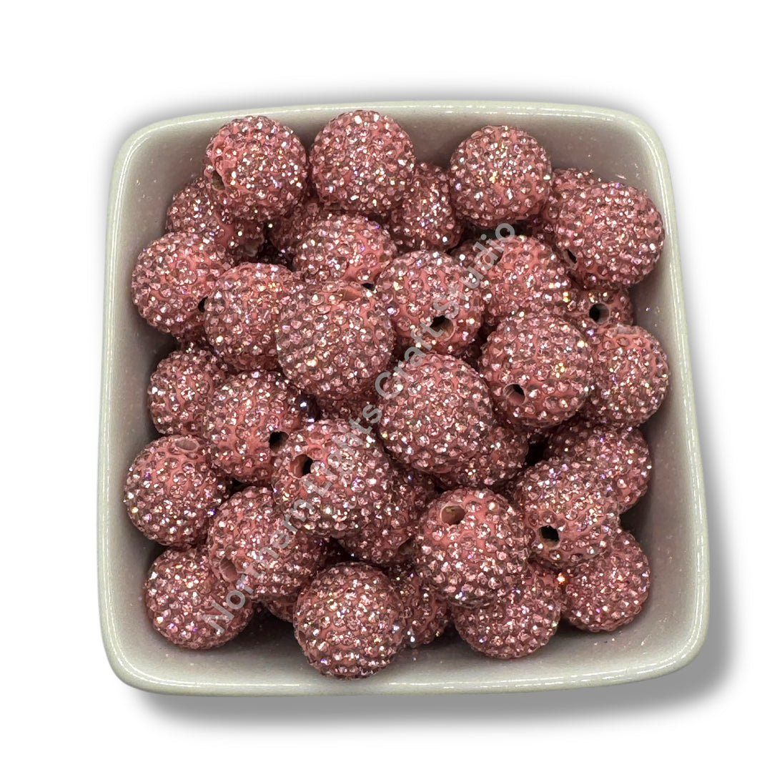 Pink Rhinestone Clay Base Beads-16mm - 10pc.
