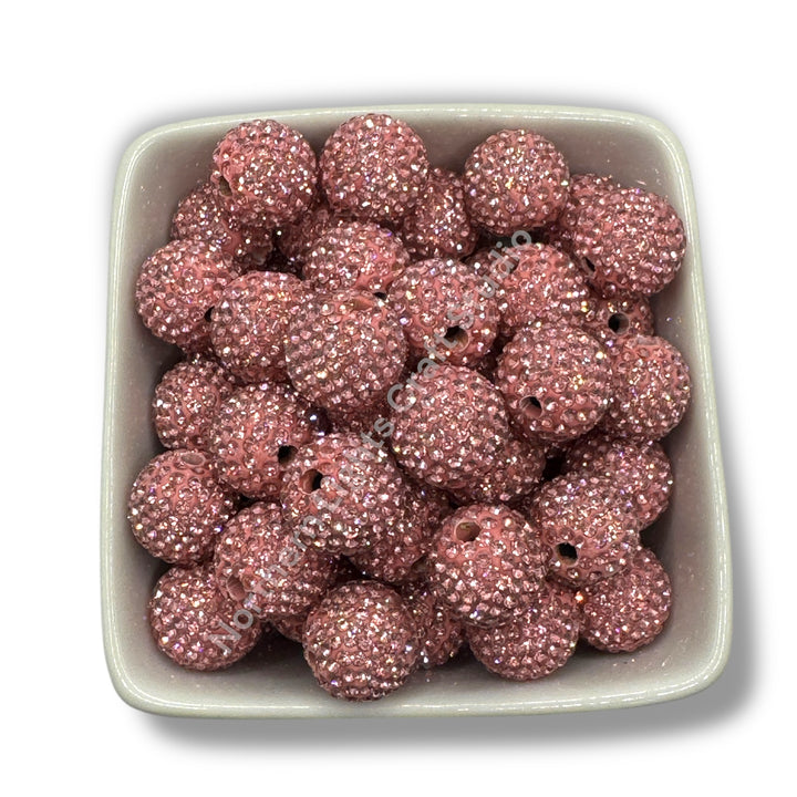 Pink Rhinestone Clay Base Beads-16mm - 10pc.