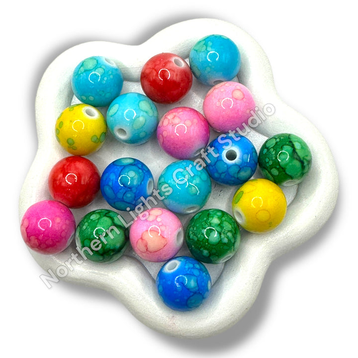 Tie Dye Printed 16mm Acrylic Beads - 20pc.