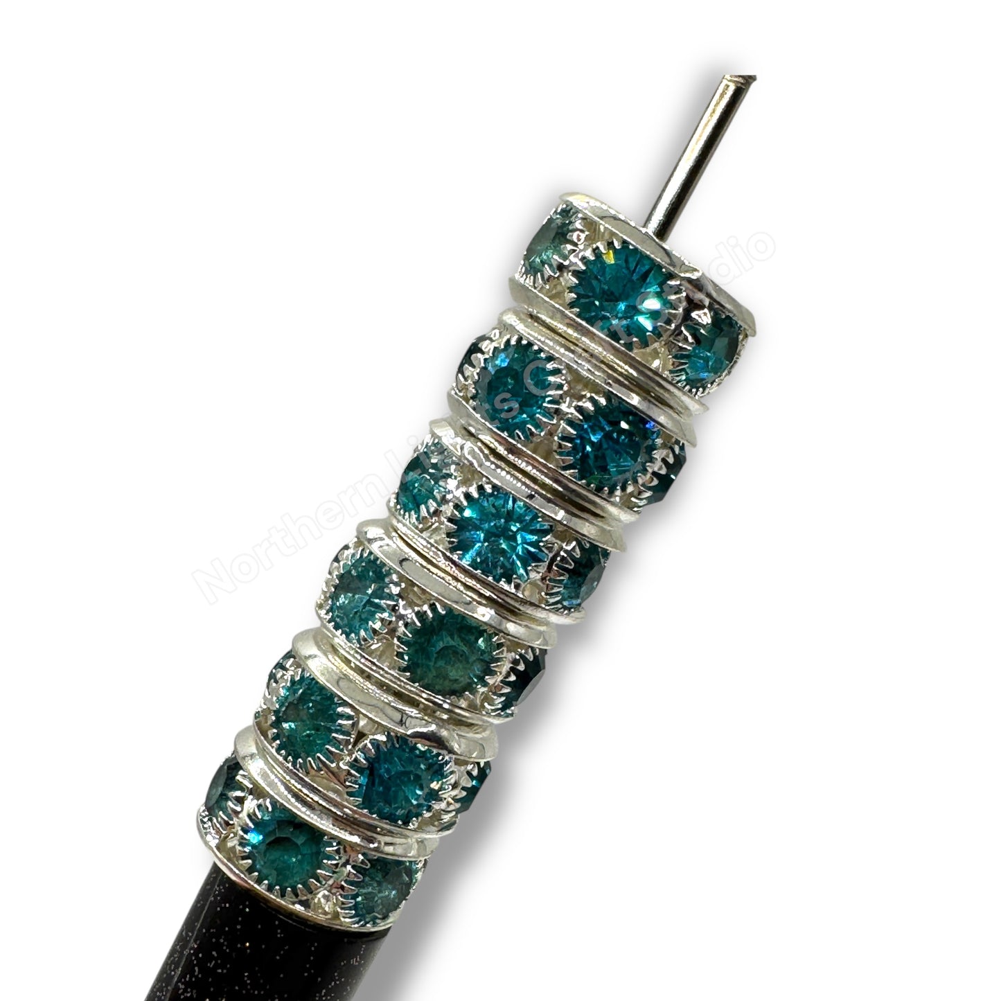 Metall Alloy Blue Crystal Silver 14mm Spacers -11 pc.