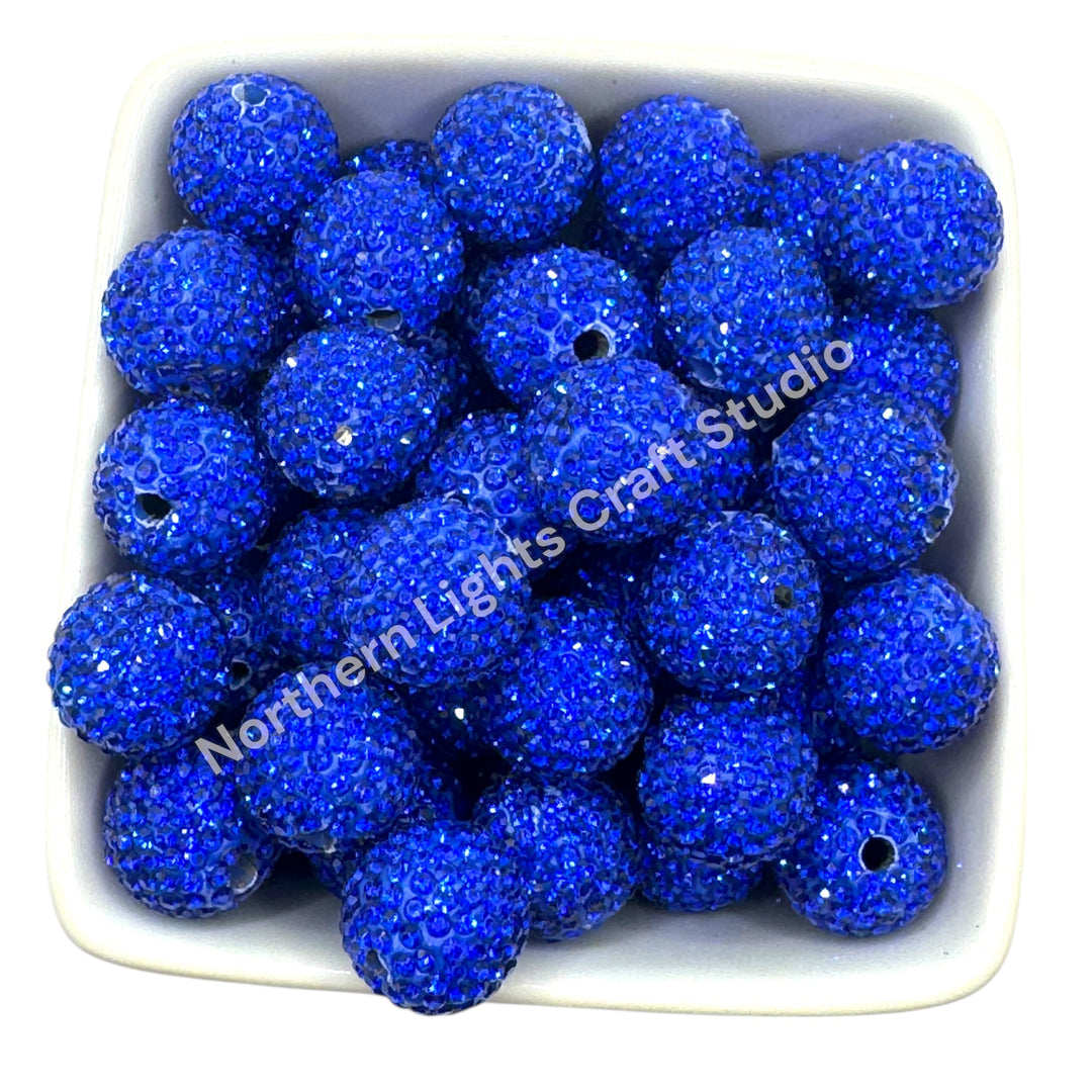 Royal Blue Clay Base Rhinestone Beads-16mm - 10pc.