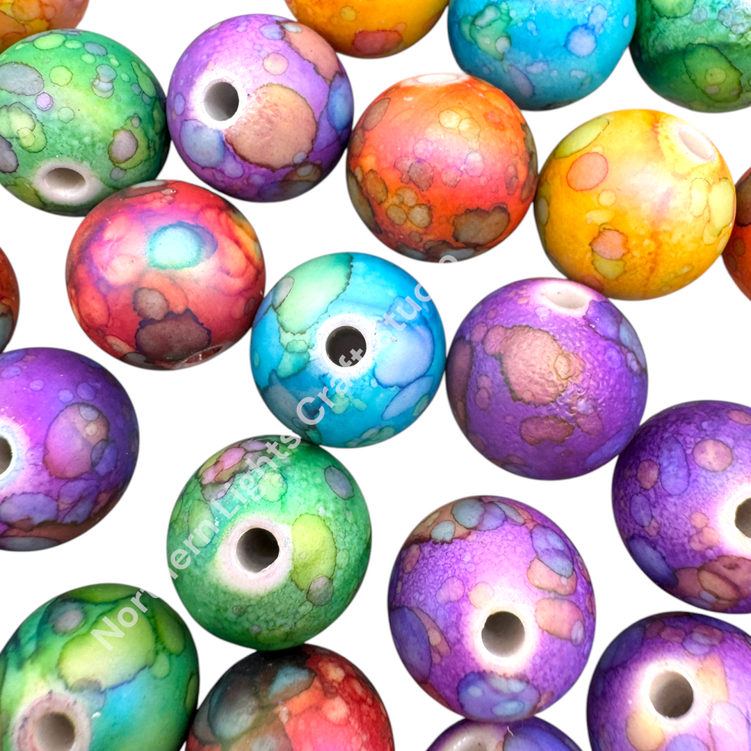 Tie Dye Matte Finish Printed 16mm Acrylic Beads - 20pc.