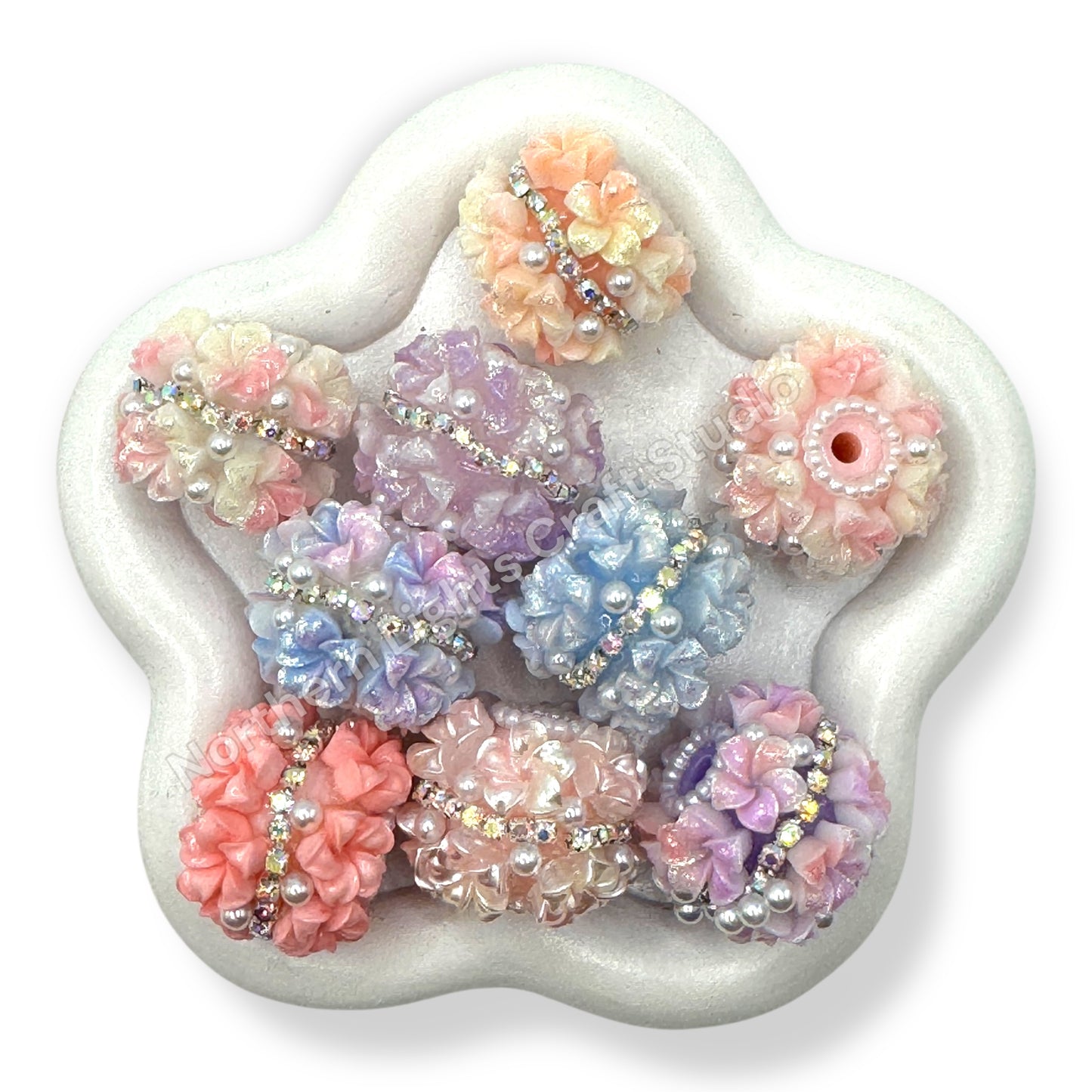 Soft Flower with Rhinestone Middle Chain - 1pc.