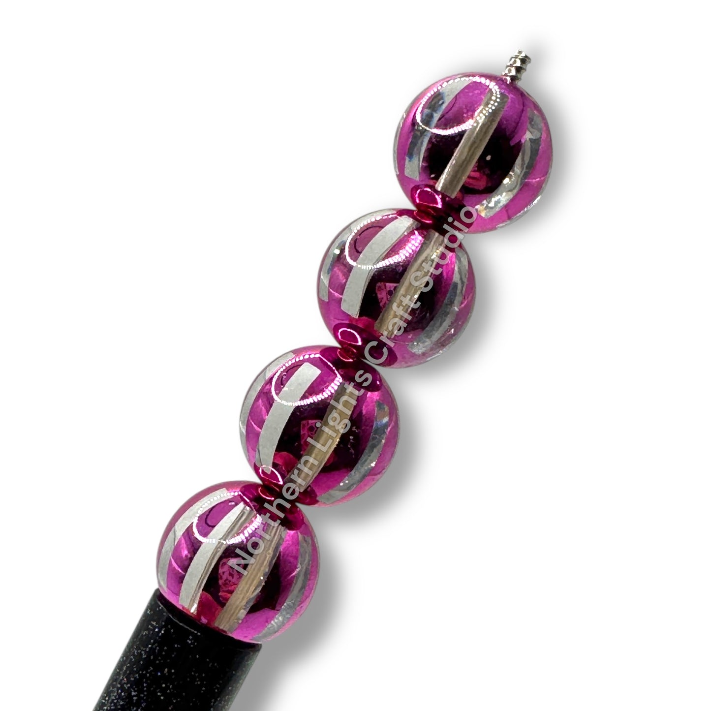 Shiny Striped 16mm Acrylic Beads - 20 pc.