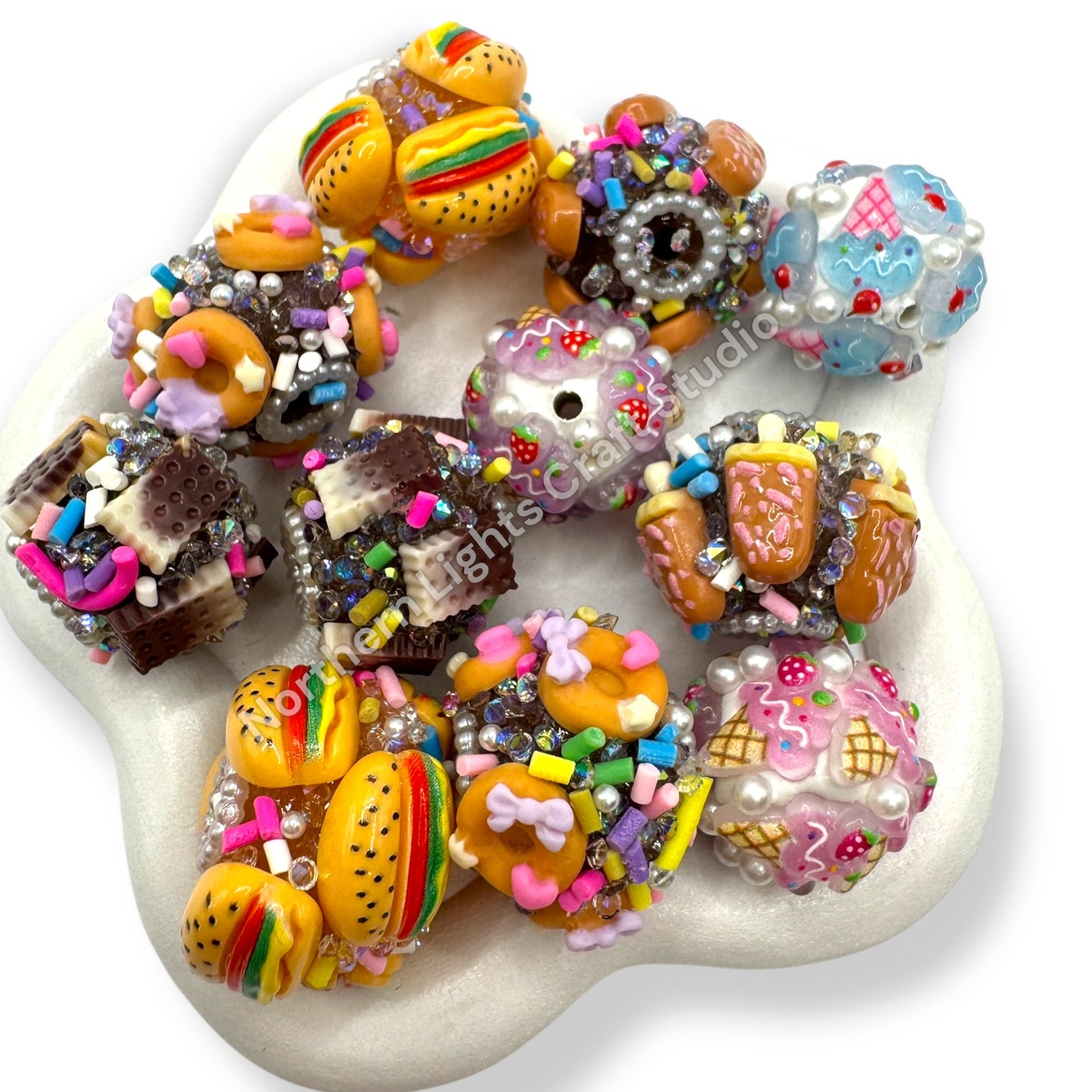 Acrylic Food and Dessert Sugar Beads 20mm - 3 pcs.-Read description!