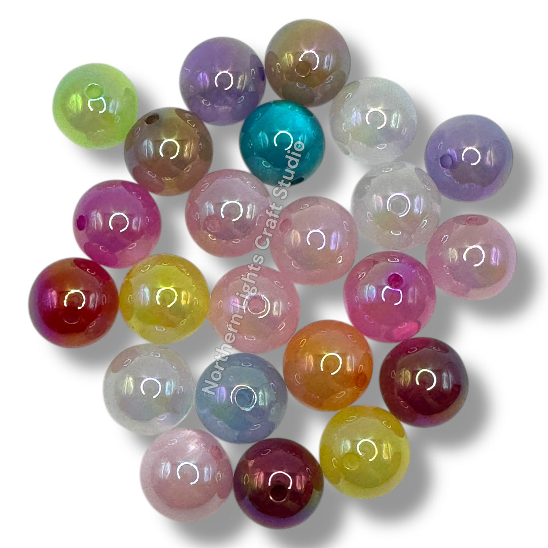 Glitter UV Luminous Galaxy Glitter 20mm Beads -10pc.