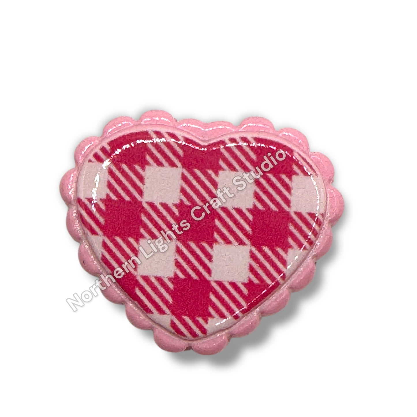 Checker Print Lace Heart Beads -10pc.